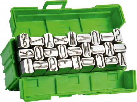 Jeu de lettres à frapper nickelés hauteur caractères 2mm 