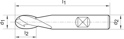 Fraise bout hémisphériquelongue NU carbure monobl oc FIRE queue HA D4 6mm 