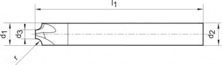 Fraise quart de cercle carbure monobloc TiALN 5,0mm 
