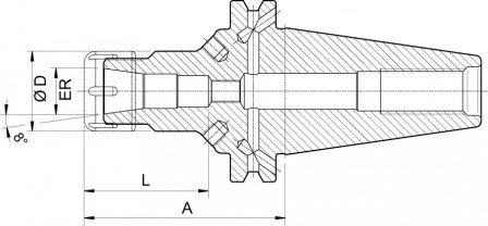 Mandrin à pinces DIN69871ADB SK40-ER25 court 
