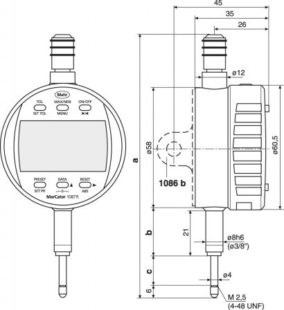 Comparateur électrique 1087 R-HR 12,5 mm (0,5