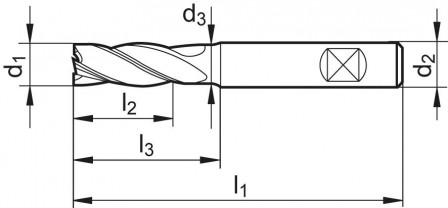 Fraise HPC longue carburemonobloc TiLAN 5/38° typ e UNI D4 ch. 10mm 