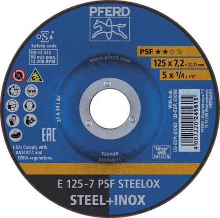 Meule d'ébarbage coudée PSFSTEELOX 230x8mm 