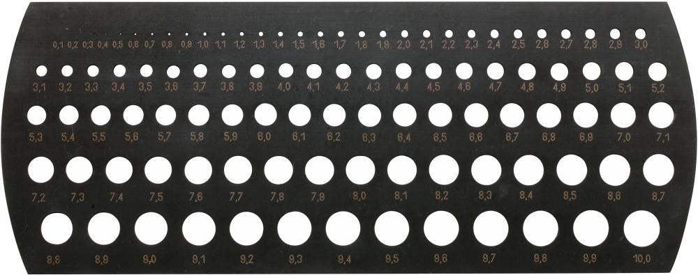Jauge millimétrique à trous 0,1-10mm/ 0,1mm 
