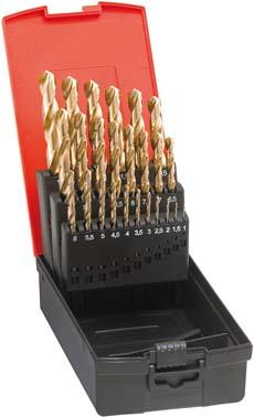 Jeu de forets hélicoïdauxDIN338 HSS rectifié TiN type N 1-10,5mm 