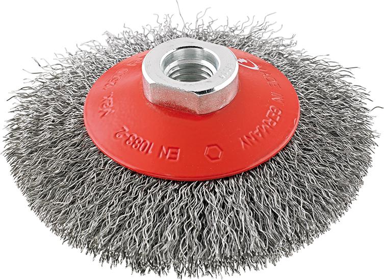 Brosse conique acier M14 ondulée 100x0,3mm 