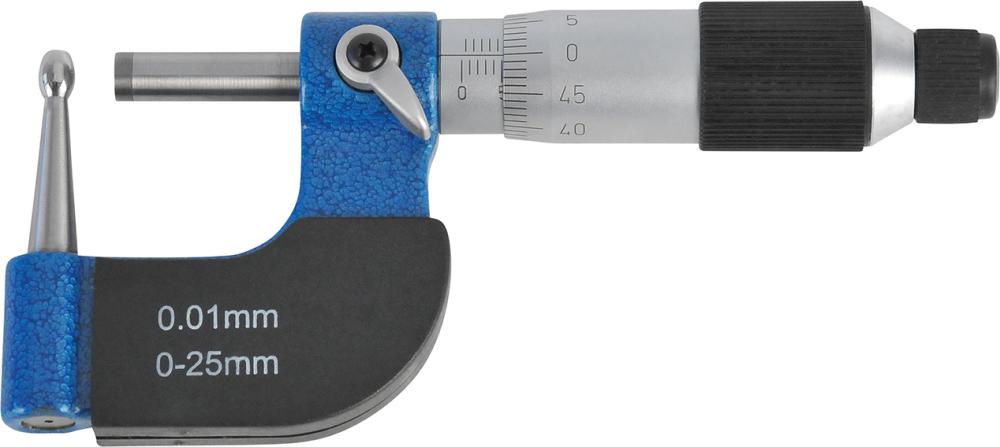 Micromètres avec faces demesure bombées 0-25mm 