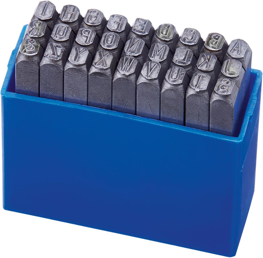 Jeu de lettres à frapper hauteur caractères 5mm 