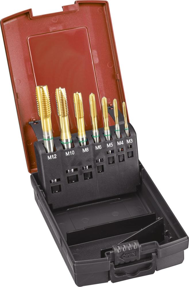 Jeu de tarauds machine DIN371/376 TiN type UNI 6H trou débouchant M3-M12 