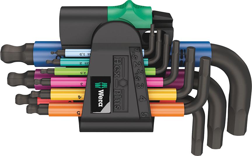 Jeu de clés mâles coudéesds support manuel 9 pcs 1,5-10mm Peint Tête sphér. 