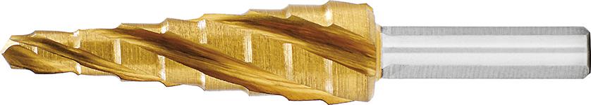 Foret étagé HSS TiN Cannelure hél. quadruple 4-12mm 