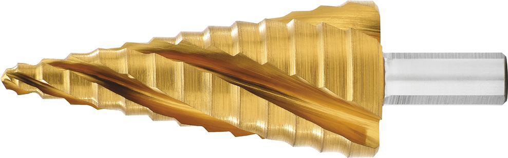 Foret étagé HSS TiN Cannelure hél. quadruple 6-30mm 