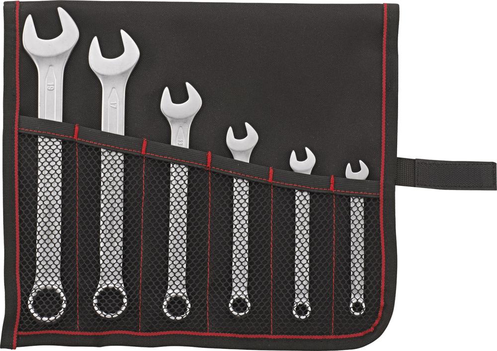 Jeu de clés mixtes DIN3113A 7-19mm 6 pcs, ds sac roulettes 