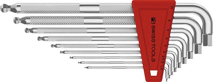 Set de clés mâles coudéesds support plast. 9 pcs 1,5-10mm SAFETY Tête sph.