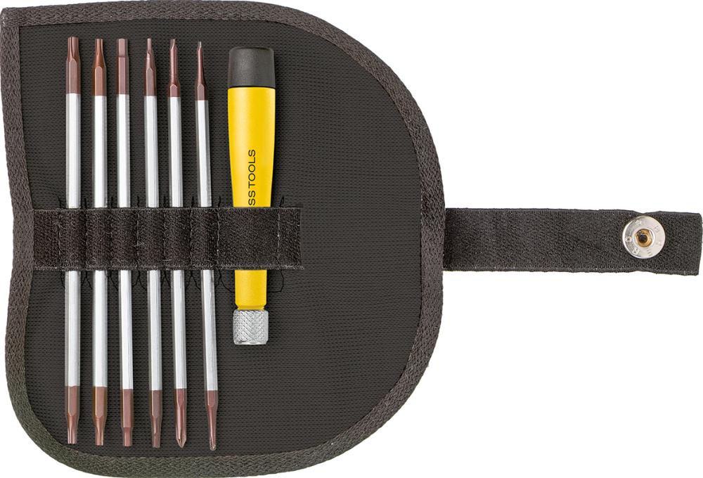 Jeu de tournevis électroniques ESD avec lames interchang. 7 pcs 