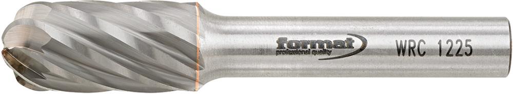 Fraise sur tige carbure forme cyl. bout arrondi 1225 alu 6mm 12x25mm 