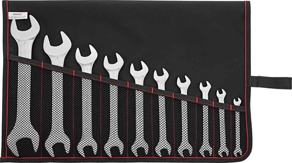 Jeu de clés à fourches doubles DIN3110 6-32mm 10 pièces dans une trousse enroulable 