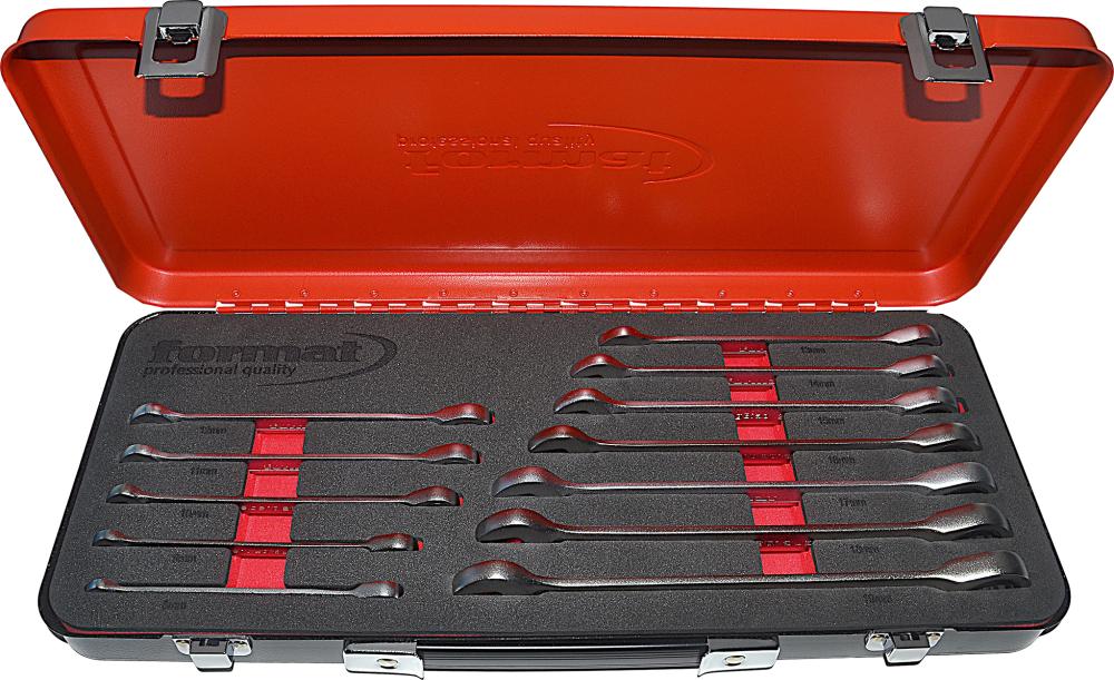 Jeu de clés à cliquet droites 8-19mm coffret métallique de 12 pièces 