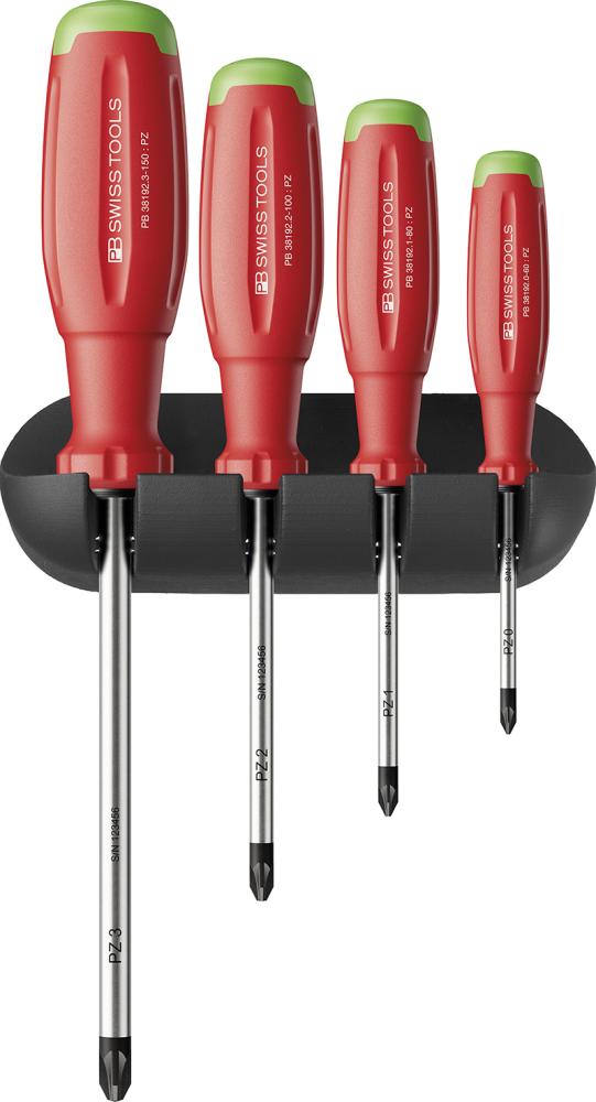 Jeu de tournevis 4 piècesPZ dans support mural  