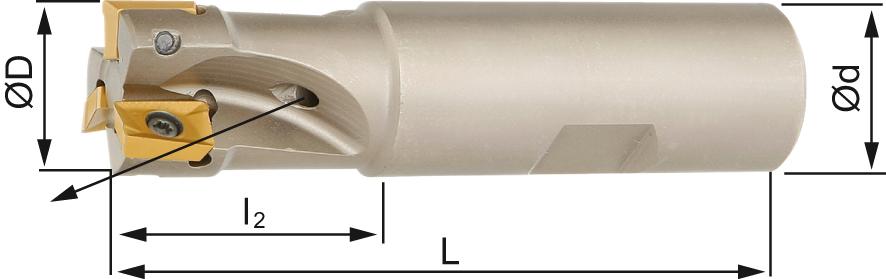 Fraise 90° D2 arrosage central D18mm pour APKT10