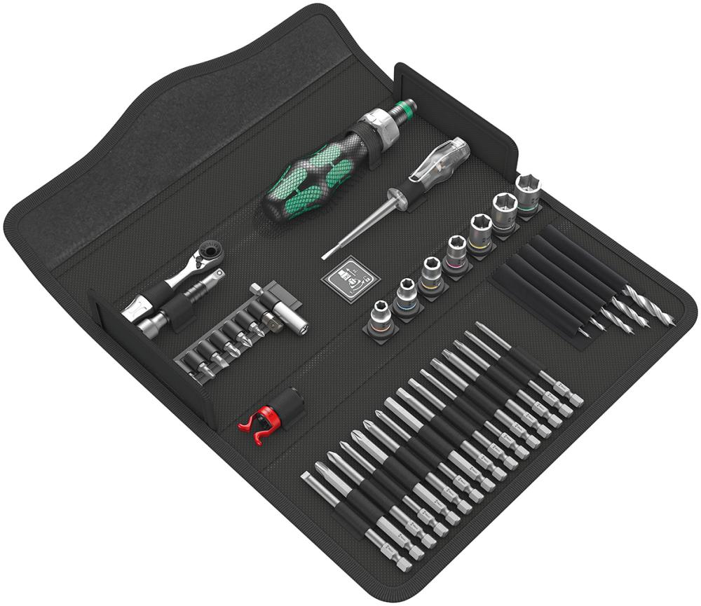 Jeu d'outils H1 Matériauen bois 41 pcs. dans boîtetextile 