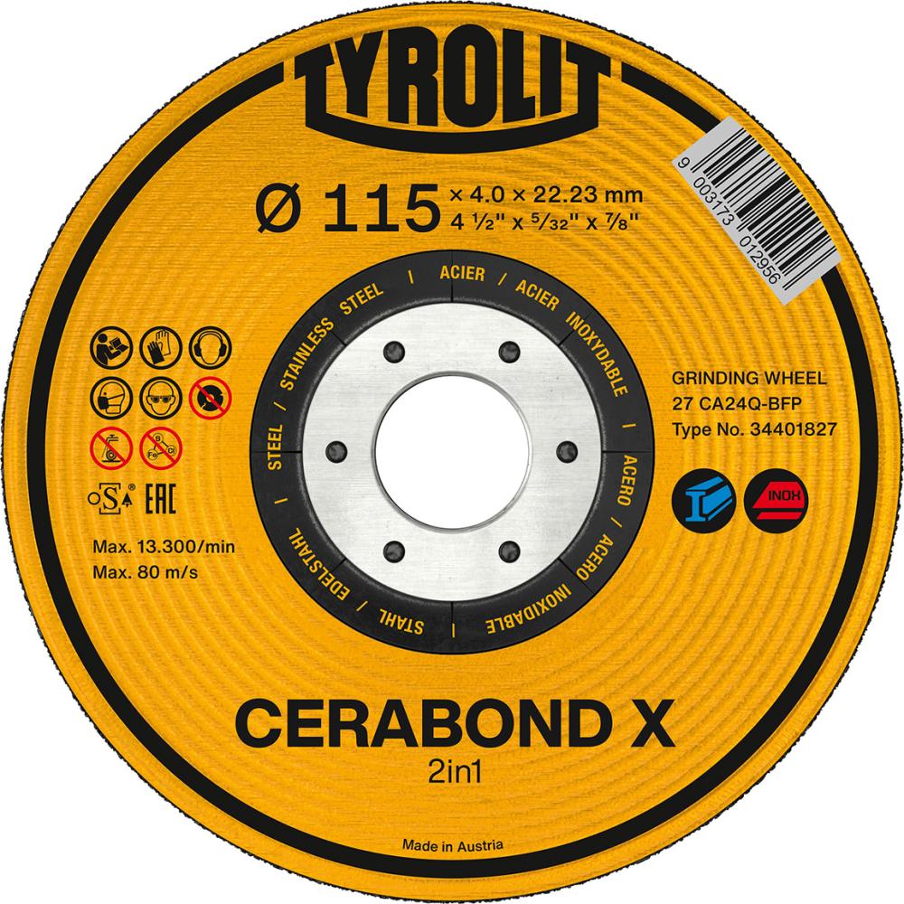 Meule d'ébarbage CERABONDX 115x4mm CA24Q-BFK 