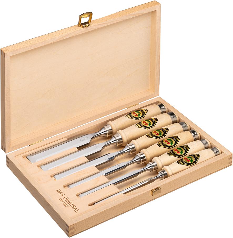 Jeu de ciseaux manche boi s 6 pièces coffret en boi s Kirsche