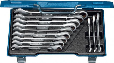 Jeu de clés plates à cliquet 8-19mm 12 pièces 