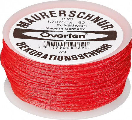 Cordeau de maçon Polyéthy lène 1,7mm, 50 m rouge