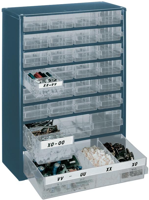 Casier à tiroirs avec 28c harges assorti bleues