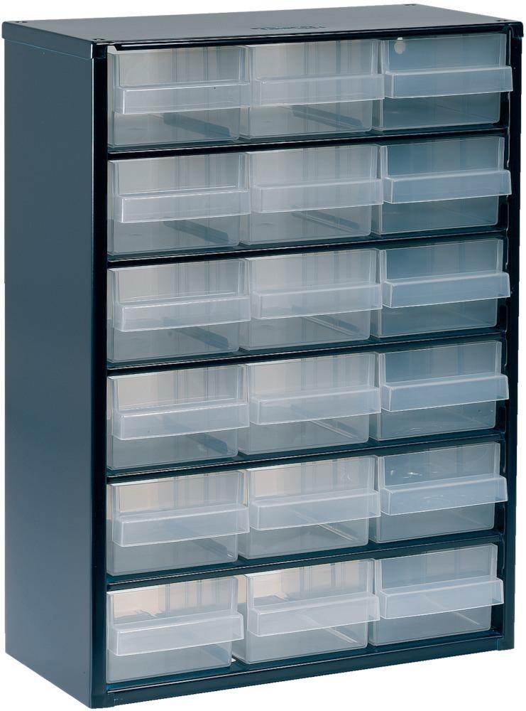 Casier à tiroirs avec 18 charges type 150-02 bleu