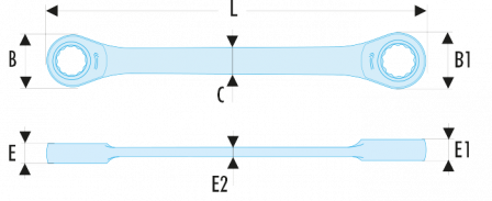 Clé polygonales à cliquet inclinées à 15° métriques