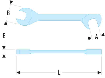 Clé à fourches «&nbsp;micromécanique&nbsp;» têtes inclinées à 15° et 75° métriques