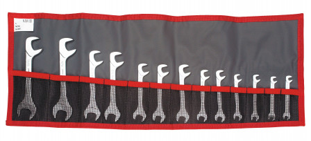 Jeu de clés à fourches «&nbsp;micromécanique&nbsp;» en trousse métriques et en pouces