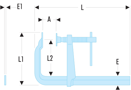 Serre-joints à pompe à saillie large