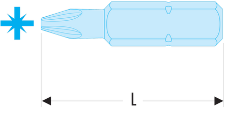 Embout standard série 2 pour vis cruciformes Pozidriv®