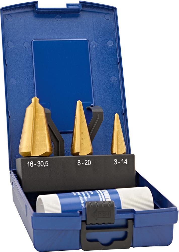 Jeu de forets tôle préc. TiN 3-30,5mm