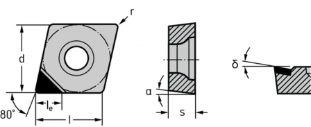 Plaquettes de tournage PCD – Rhombiques positives 80°