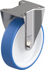 Roulette fixe inox polyuréthane thermoplastique, avec platine à visser
