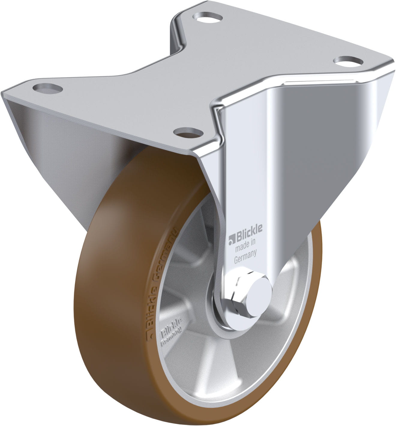 Roulette fixe bandage polyuréthane Besthane® avec platine à visser