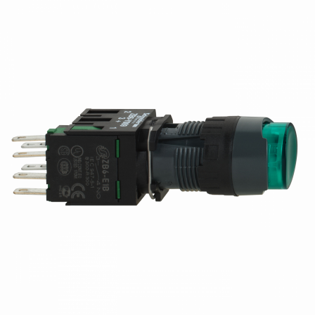 Harmony XB6 - bouton-pous. lum. - Ø16mm - à imp. dépassant - 24V - 1F - vert