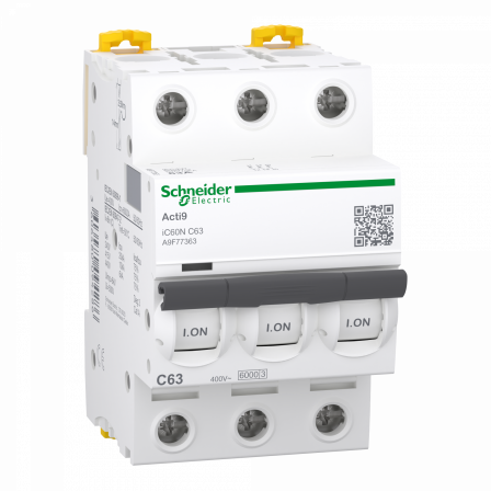 Acti9 iC60N - Disjoncteur - 3P - 63A - Courbe C - 400Vca - 6000A/10kA