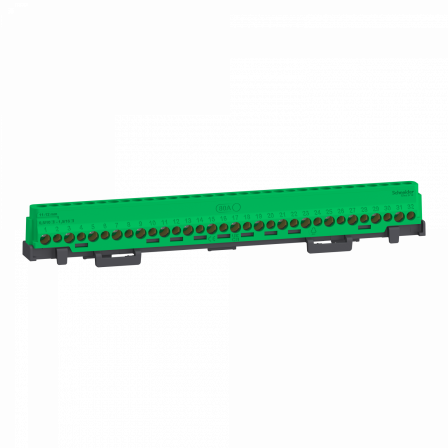 Linergy - bornier 80A à vis 32 trous 8x16²+8x10² et couvercles pour Terre/Neutre