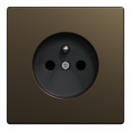 D-Life - prise de courant 2P+T - FR - méca + enjoliveur - métal mocca