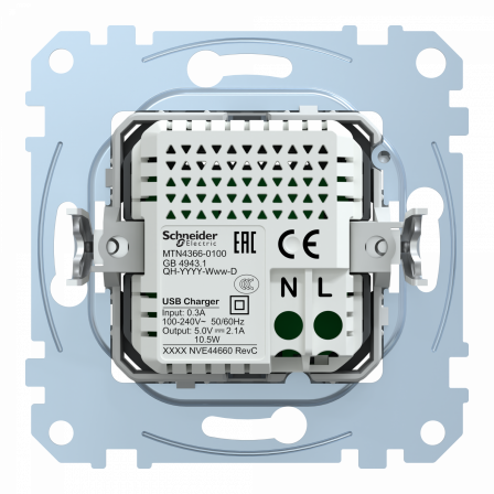 D-Life - prise chargeur double - USB A+A - 2.1 A - méca seul