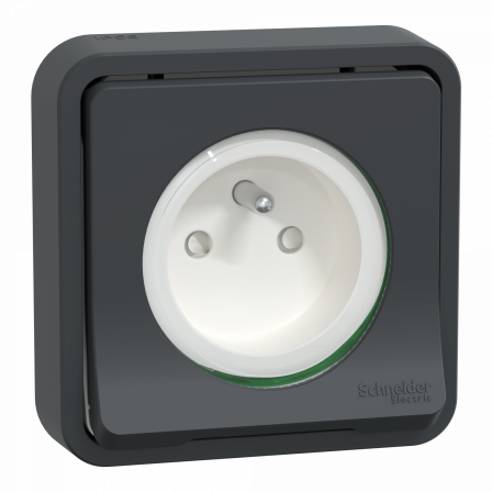 Mureva Styl - Prise courant 2P+T - compl encastré - IP55 IK08 - conn auto - gris