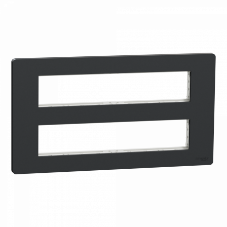 Unica - support fixation + plaque finition boîte concent 2 rang 10 mod - Anthrac