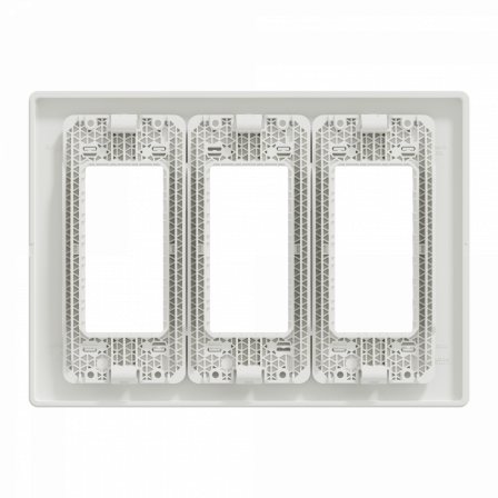 Unica - support + plaque boîte concentration - 3 col de 4 mod - Blanc