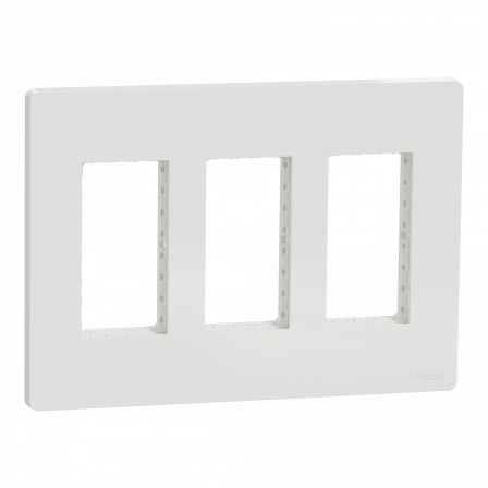 Unica - support + plaque boîte concentration - 3 col de 4 mod - Blanc