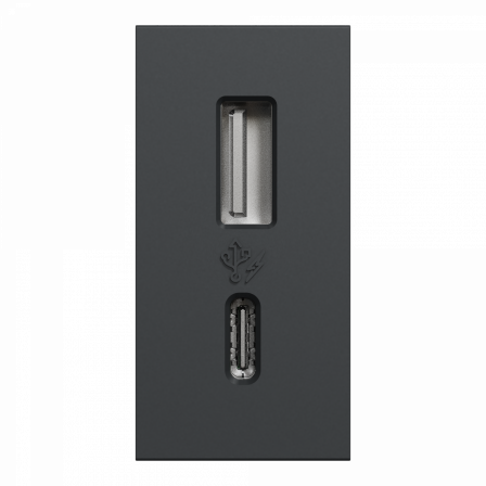 Unica - chargeur USB double - 15W - type A+C - 1 module - anthracite - méca seul